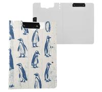 Folder Clipboard with Storage Wooden Penguin Blu Ray Off White A4 Clipboard Binder Double Metal Clips Pen Holder Nursing Clip Board with Cover