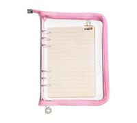 Folder Journal Envelope - 6 Rings Transparent PVC Zip Protective Cover, Waterproof Planner Folder, Durable Organiser Case for Documents, Refillable Book Accessories, 25 x 18 cm Folder Housing