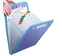 Folder Organizer, 13-Pocket Expanding File Holder, Portable Document Organizer for Receipts, Paperwork, College Class Notes, Home School Filing, Small Business Meeting Use, Blue