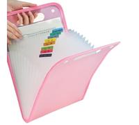 Folder Organizer, 13-Pocket Expanding File Holder, Portable Document Organizer for Receipts, Paperwork, College Class Notes, Home School Filing, Small Business Meeting Use, Pink