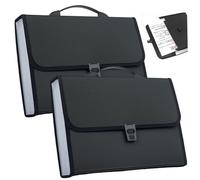 Folder Organizer, 2Pcs Accordion File Organizer, Waterproof 13x9.4 File with Handle & 13 Pockets Portable Document Storage for Letter/A4, Academic, Business, Black