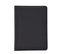 Folder Organizer， A4 Leather Document Pouch with Zipper and Calculator Black 25x33.5x5cm
