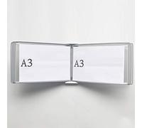Folder， Wall Mounted File Holder,Hanging Organizer, A3 Poster Flip Book Display,Wall-Mounted Loose-Leaf Transparent Page Stand 45×33×10CM(N)