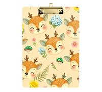 Folder with Clipboard A4 Size 12.5" x 9" Folder Clipboard with Low Profile Clip for Observation Recorder Classroom Cute Deers