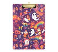 Folder with Clipboard A4 Size 12.5" x 9" Menu Clipboards with Low Profile Clip for Football Coaches Classroom Rainbow Halloween Boos Pumpkins