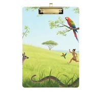 Folder with Clipboard A4 Size 12.5" x 9" Metal Clipboard Folder with Low Profile Clip for Volleyball Coaches Classroom Jungle Animal Scene