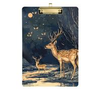 Folder with Clipboard A4 Size 12.5" x 9" Metal Clipboards with Low Profile Clip for Coaches Office Document Organizer Chic Sika Deer A River