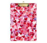 Folder with Clipboard A4 Size 12.5" x 9" Plastic Clipboard with Low Profile Clip for Football Coaches Medical Contractor Cartoon Cute Love Hearts