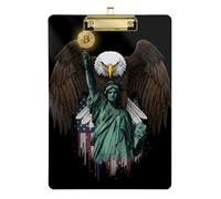 Folder with Clipboard A4 Size 12.5" x 9" Transparent Clipboard with Low Profile Clip for Social Worker Coaching Trade Quest The Statue of Liberty Bitcoin Bird
