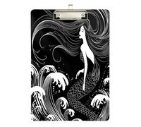 Folder with clipboard Mermaid Black and White Hard Board for Personalized clipboards for Teachers Size 9 x 12.5 Tabla para escribir con Clip