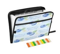Folder with Dividers 13 Pockets A4 Letter Size with Zipper Closure for Business Blue Blueberries para guardar