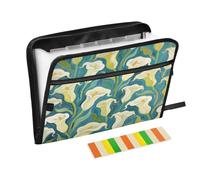 Folder with Labels 13 Pockets A4 Letter Size with Zipper Closure for Classroom Home Office Travel Art Oil Painting Blue Calla Lily Flower carpetas de