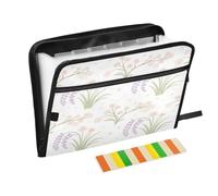 Folder with Labels 13 Pockets A4 Letter Size with Zipper Closure for Office Supplies Watercolor Flower Lavender Pink Cream carpetas de