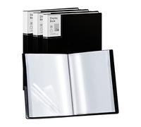 Folder with Plastic Sleeves 4 Pack 9"x12" Black Portfolio Folder for Artwork Display Book 30 Pockets 60 Page Capacity