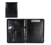 folders A4 Leather Folder with Zipper Zippered Portfolio with Clipboard Suitable for Birthday Gift documents(Nero)
