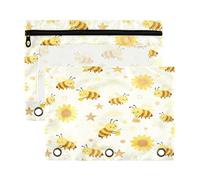 folders for Binder with Clear Window Scenario Sunflower and Busy Bee Large and Sturdy Pencil case 3 Ringing for Office School Supplies 2 PCS