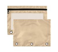 folders for Binder with Clear Window Tan Solid Color Pure Plain Pencil case Organizer in Assorted Colors 3 Ringing Zipper Binder School Class Office Organizers 2 PCS