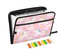 Folders for Documents 13 Pockets A4 Letter Size with Zipper Closure for Office Supply Cute Cartoon White Rainbow Unicorns organizador