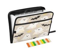 Folders for Documents 13 Pockets A4 Letter Size with Zipper Closure for Paperwork Cute Cartoon Halloween White Ghosts para guardar