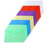 Folders for Documents 30PCS Poly Envelope Folder with Snap Button Closure, Plastic Envelopes, Premium Quality Plastic Envelopes, Transparent Project Envelope Folder, A4 Letter (6 Colors)
