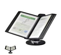 Folders, PVC and Metal Black Catalog Display Rack, 10 Double-Sided Display Pockets, Letter-Size, Durable Space Saving Reference Stand Desktop, Easy to Install