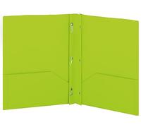 Folders with Pockets Green, Plastic 2 Pocket Folder w/ 3 Prongs for Letter Size Sheets, Colored Poly Folders w/ Fasteners, Also Available in Purple, Blue, Red, Pink, and Grey, 1 Pc - by Enday