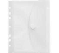 FolderSys Document Wallets Pack of 10 A5 Polypropylene 20 mm Fold with Filing Holes and Velcro Fastening Transparent