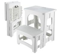 Folding 2-Step Stool for Adults Kids Non-Slip Collapsible Portable Step Stool for Kitchen Home Toilet Bedroom Office Bathroom Rv,Holds 300 Lbs(White)