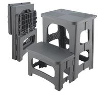 Folding 2-Step Stool for Adults Kids Non-Slip Collapsible Portable Step Stool for Kitchen Home Toilet Bedroom Office Bathroom Rv,Holds 300 Lbs(Grey)