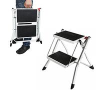 Folding 2 Step Stool Stepladders for Household Multi-purpose Small Step Ladder, Safety Large Anti-slip Tread and Rubber Feet, Easy to Use & Storage, 330lbs Capacity (White)