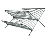FOLDING 2 TIER DISH DRAINERS PLATE RACKS HOLDER KITCHEN CHROME SMALL & LARGE