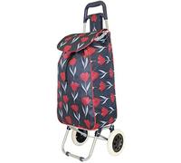 Folding 2 Wheeled Lightweight Shopping Trolley Luggage Bag Navy/Red (Tulip)