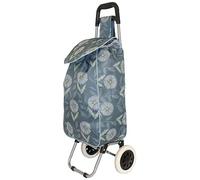 Folding 2 Wheeled Lightweight Shopping Trolley Luggage Bag Teal Blue (Daisy)