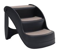 vidaXL Folding 3-Step Dog Stairs Black