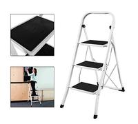 Folding 3 Thread Step Ladder Heavy Duty Steel Safety Stepladder with Handrail Support Non Slip Mat Tread for Kitchen Home Garden Office
