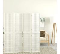 Folding 4-Panel Room Divider Japanese Style 160x170 cm White, CIADAZ Screens Room Dividers, Garden Divider, Office Screen Dividers, Folding Screen, Bedroom Panel Screens, Wall Divider - 352088