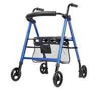 Folding 4-Wheel Upright Walker for Seniors with Seat and Backrest Lightweight Stand Up Rollin Mobility Aid Supports Up to 330lbs