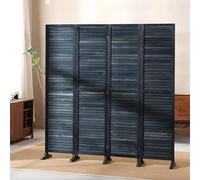 Folding 4Panel Room Divider SnLouvered Privacy Partit Free Standing Wood Divider for Indoor/Outdoor Use Tall 6771in (Black 180cm)