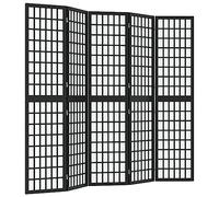Folding 5-Panel Room Divider Japanese Style 200x170 cm Black Shoji vidaXL