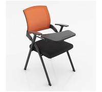 Folding Accent Chair for Office & Conference - Ergonomic Desk & Meeting Chair with Wide Seat Portable Training Chair in Orange with Cushion Ideal for Company Use