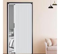 Folding Accordion Door - No-Drill Sliding Room Divider with Upper and Lower Track for Kitchens, Closets, and Laundry Rooms