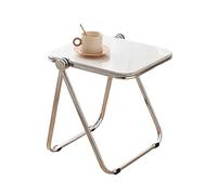 Folding Acrylic Table for Small Spaces, Clear Desk with Metal Legs for Living Room, Balcony, Bedroom, Modern Space Saving Furniture for Coffee, Tea, Laptop