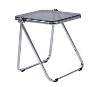Folding Acrylic Table Small TV Tray & Modern Sofa End Table Compact Clear Side Table & Foldable Writing Desk for Space Saving in Small Homes (Transparent Gray)