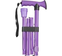 Folding Adjustable Walking Stick with Ergonomic Rubber Handle, 5 Height Settings, Lightweight Aluminum, Wrist Strap, and Non-Slip Tip. Compact for Travel. Supports up to 100kg.Lilac