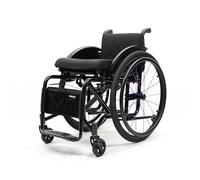 Folding All-Terrain Ultra Lightweight Sports Wheelchair Adjustable Footrest and Seat Height, Handbrakes Quick Release Rear Wheels & Anti-Tip Wheels(Black,Seat Width 38cm/14.69in)