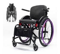 Folding All-Terrain Ultra Lightweight Sports Wheelchair with Quick Release Rear Wheels,Self-propelled Aluminum Alloy Portable Manual Wheel Chair with Anti-Tip Wheels(Seat Width 38cm/15in,A)