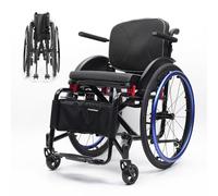 Folding All-Terrain Ultra Lightweight Sports Wheelchair with Quick Release Rear Wheels,Self-propelled Aluminum Alloy Portable Manual Wheel Chair with Anti-Tip Wheels(Seat Width 42cm/16.5in,C)