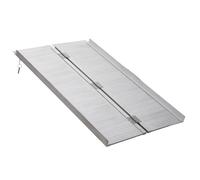 Folding Aluminium Door Ramp Silver 122x74x5cm Antislip Guardrails Portable 270kg
