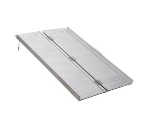 Folding Aluminium Door Ramp Silver 122x74x5cm Antislip Guardrails Portable 270kg