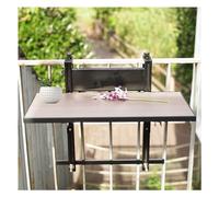 Folding Aluminum Balcony Table Adjustable Side Table for Patio Terrace Veranda Deck Railing - Space-Saving Hanging Table for Outdoor Use
